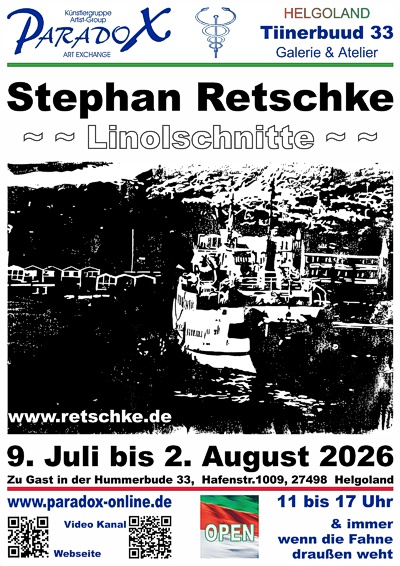 Hummerbude PARADOX Plakat Ausstellung Stephan Retschke 2026 Hummerbude PARADOX Plakat Ausstellung Stephan Retschke 2026